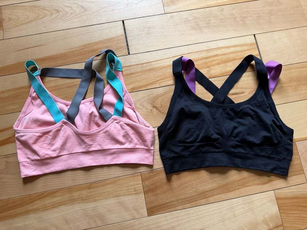 Set of 2 Contrast Cross-Back Seamless Sports Bras size M